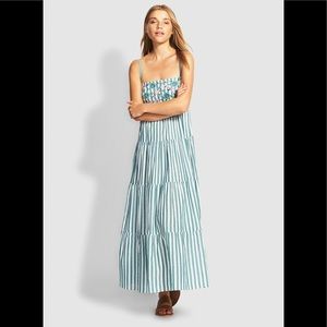 BANDANA BAY EMBROIDERED STRIPE MAXI DRESS.